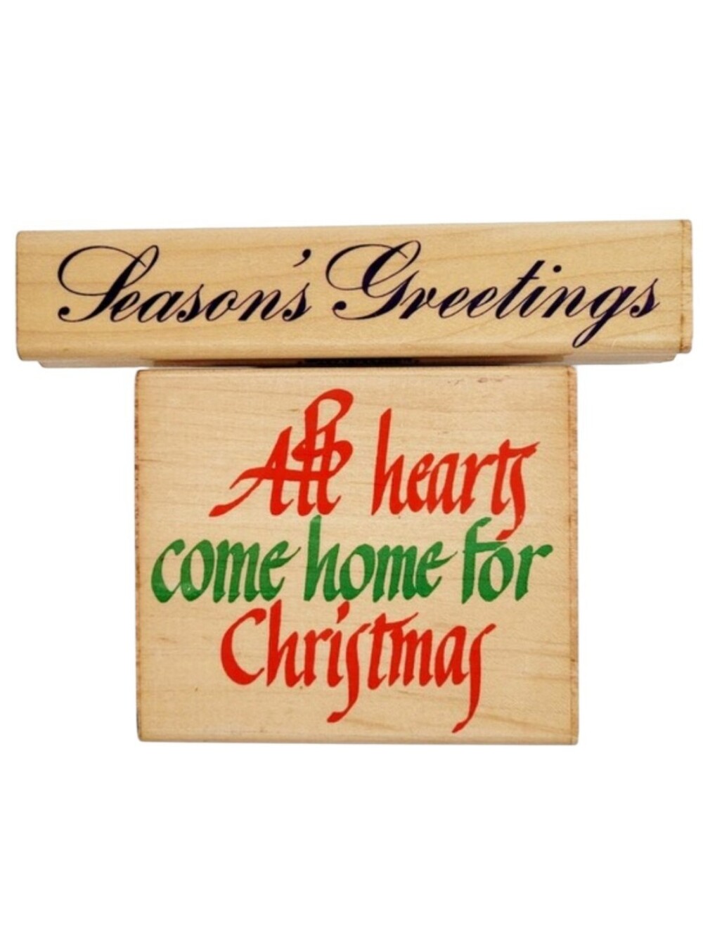 Pair Holiday Greetings Rubber Stamps